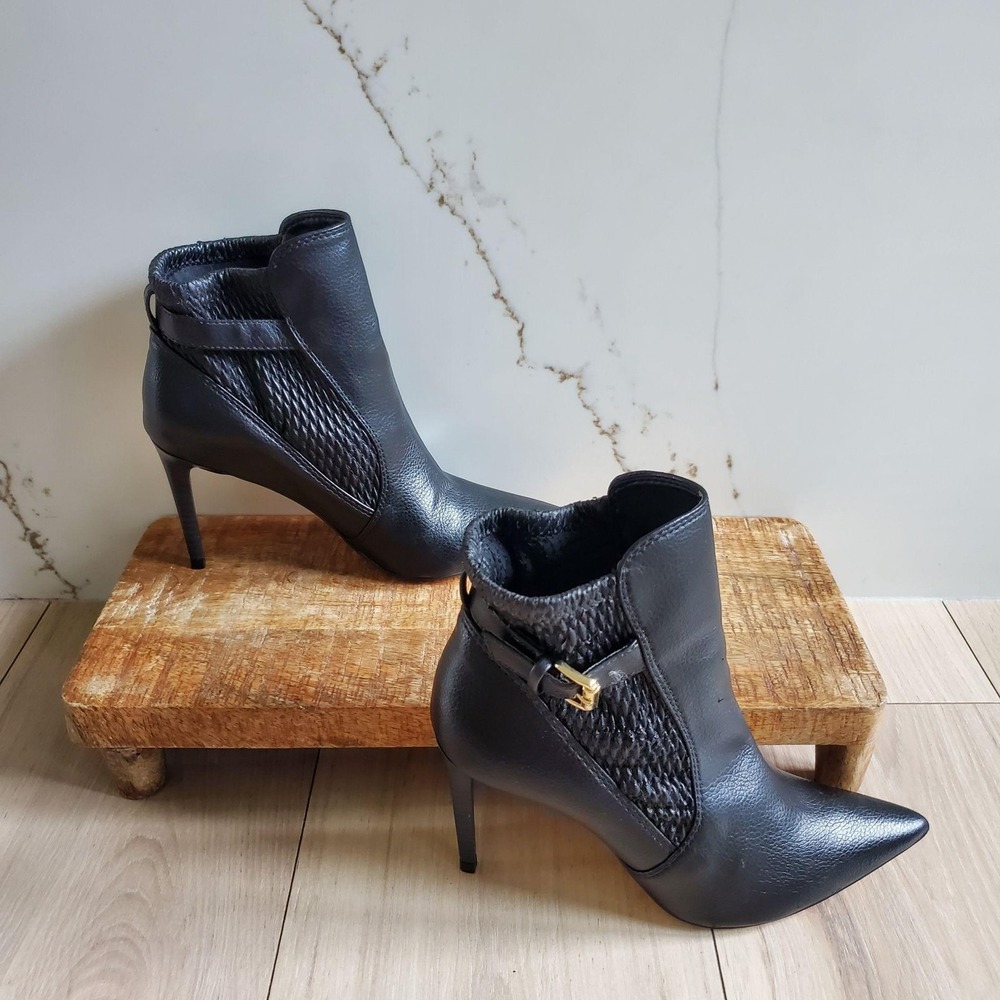 Catherine Malandrino Boots Womens 6 Black Faux Leather Pointed Toe Stiletto